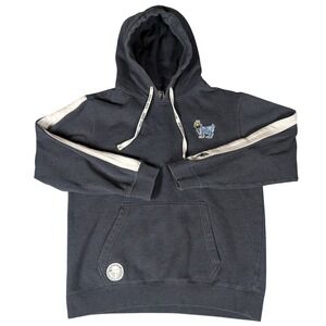 GOAT USA Mens Hoodie Charcoal Gray Side Stripe Crowned Goat Mascot Pullover L